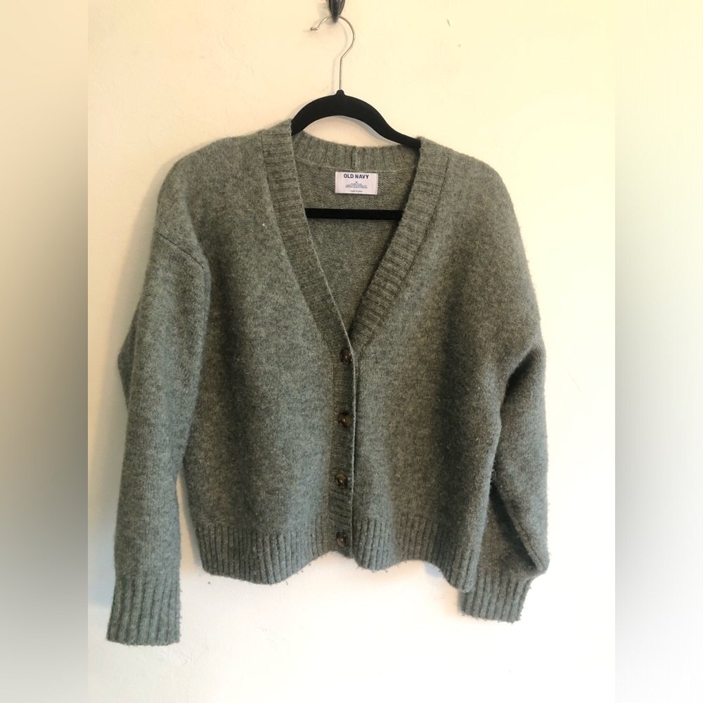Old Navy Wool Blend Cardigan Sweater Women’s Size M Green Academia